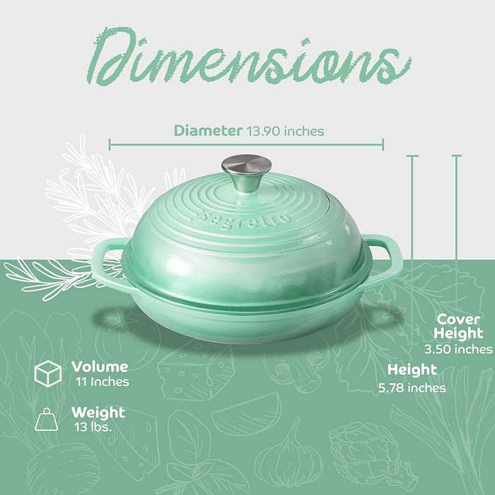 Segretto Cast Iron Bread Oven | 11" Diameter | Gradient Green