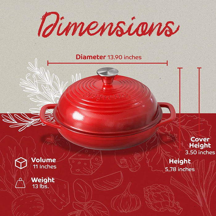 Segretto Cast Iron Bread Oven | 11" Diameter | Gradient Red