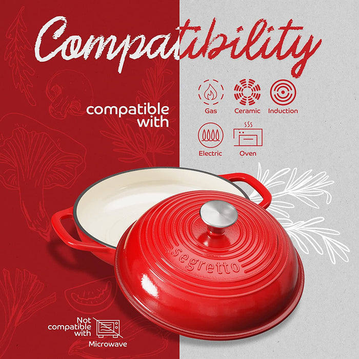 Segretto Cast Iron Bread Oven | 11" Diameter | Gradient Red