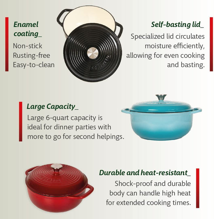 Segretto Cookware Enameled Dutch Oven | 6 Quarts | Grigio Scuro (Gradient Gray)