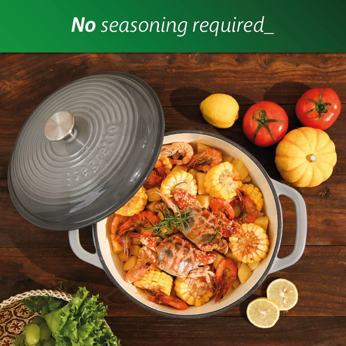 Segretto Cookware Enameled Dutch Oven | 6 Quarts | Grigio Scuro (Gradient Gray)
