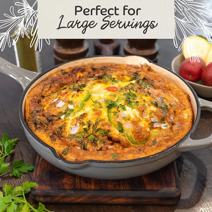 Segretto Cookware Cast Iron Enameled Skillet | 10.25" | Rosso (Gradient Red)