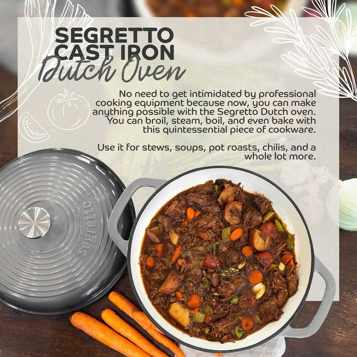 Segretto Cookware Enameled Dutch Oven | 6 Quarts | Verde Foresta (Forest Green)