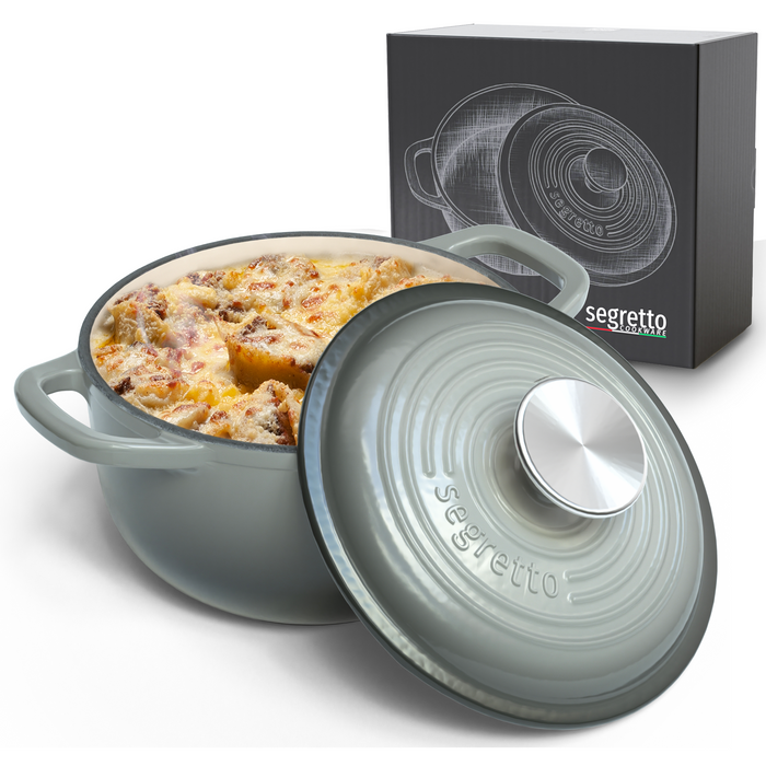 Segretto Cookware Enameled Dutch Oven |  1.7 Quarts | Grigio Scuro (Gradient Gray)