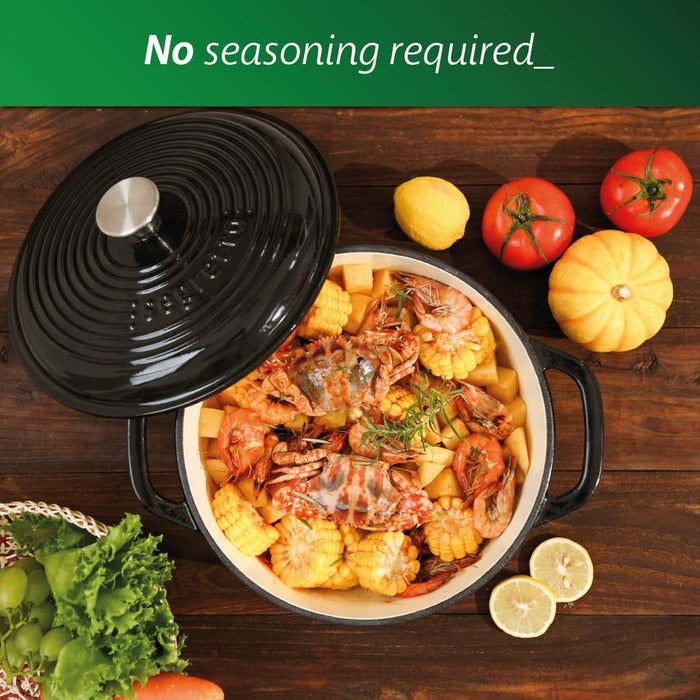 Segretto Cookware Enameled Dutch Oven | 6 Quarts | Black (Nero)
