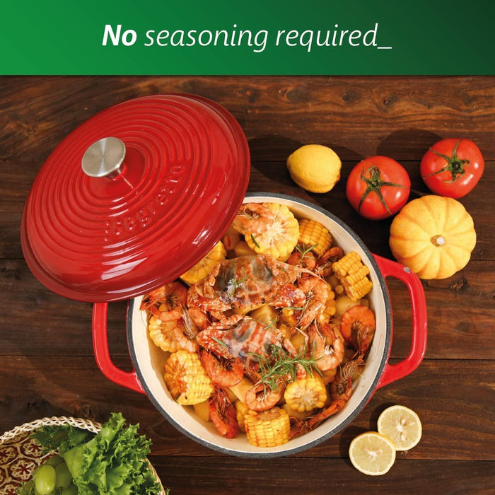 Segretto Cookware Enameled Dutch Oven | 6 Quarts | Gradient Red (Rosso)
