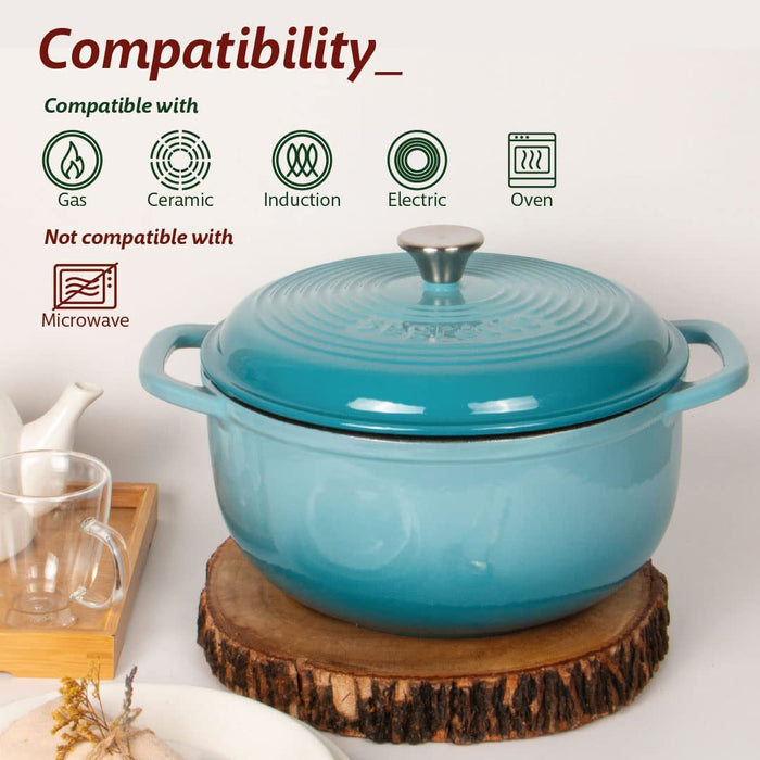 Segretto Cookware Enameled Dutch Oven | 6 Quarts | Acqua Azzura (Gradient Blue)